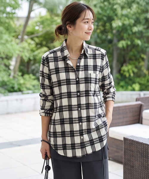STYLE DELI(スタイルデリ)の「コントラストチェック柄シャツ(シャツ/ブラウス・レディース・ブラックミックス・FREE)」の13枚目の写真