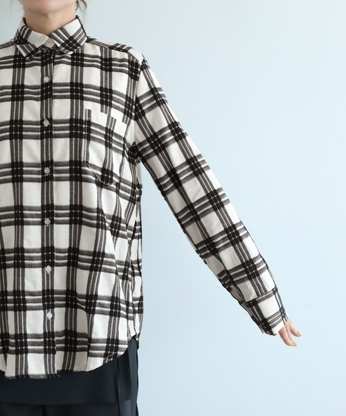 STYLE DELI(スタイルデリ)の「コントラストチェック柄シャツ(シャツ/ブラウス・レディース・ブラックミックス・FREE)」の7枚目の写真