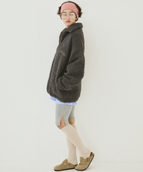 MIRROR STOKE(ミラーストーク)の「【ZOZO限定】BOA ZIPUP BLOUSON/ボアジップアップブルゾン(ブルゾン・レディース・チャコールグレー/アイボリー・MEDIUM)」の15枚目の写真