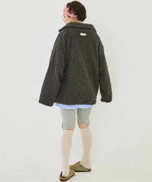MIRROR STOKE(ミラーストーク)の「【ZOZO限定】BOA ZIPUP BLOUSON/ボアジップアップブルゾン(ブルゾン・レディース・チャコールグレー/アイボリー・MEDIUM)」の17枚目の写真