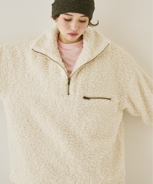 MIRROR STOKE(ミラーストーク)の「【ZOZO限定】BOA ZIPUP BLOUSON/ボアジップアップブルゾン(ブルゾン・レディース・チャコールグレー/アイボリー・MEDIUM)」の22枚目の写真