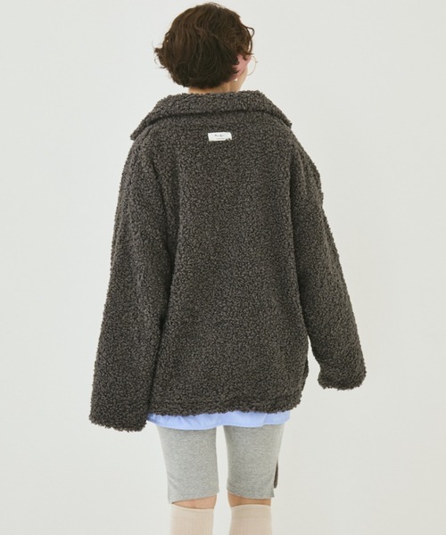 MIRROR STOKE(ミラーストーク)の「【ZOZO限定】BOA ZIPUP BLOUSON/ボアジップアップブルゾン(ブルゾン・レディース・チャコールグレー/アイボリー・MEDIUM)」の10枚目の写真