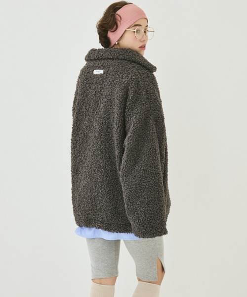 MIRROR STOKE(ミラーストーク)の「【ZOZO限定】BOA ZIPUP BLOUSON/ボアジップアップブルゾン(ブルゾン・レディース・チャコールグレー/アイボリー・MEDIUM)」の11枚目の写真
