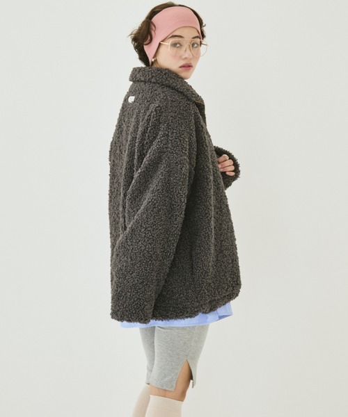 MIRROR STOKE(ミラーストーク)の「【ZOZO限定】BOA ZIPUP BLOUSON/ボアジップアップブルゾン(ブルゾン・レディース・チャコールグレー/アイボリー・MEDIUM)」の12枚目の写真