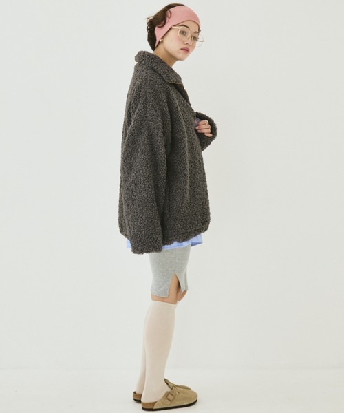 MIRROR STOKE(ミラーストーク)の「【ZOZO限定】BOA ZIPUP BLOUSON/ボアジップアップブルゾン(ブルゾン・レディース・チャコールグレー/アイボリー・MEDIUM)」の19枚目の写真