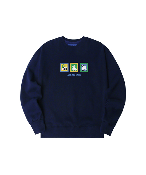 ALLIOWN（オールイオン）の「A/L STAMP オーバーサイズ 裏起毛 スウェット (GOM4-6AL032)（スウェット・メンズ・ブラック/ホワイト/ネイビー/ライトグレー/チャコールグレー/アイボリー・MEDIUM/LARGE/X-LARGE）」の6枚目の写真