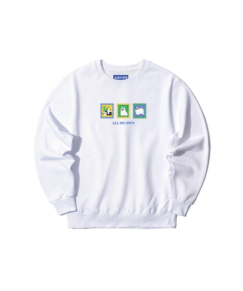 ALLIOWN（オールイオン）の「A/L STAMP オーバーサイズ 裏起毛 スウェット (GOM4-6AL032)（スウェット・メンズ・ブラック/ホワイト/ネイビー/ライトグレー/チャコールグレー/アイボリー・MEDIUM/LARGE/X-LARGE）」の2枚目の写真