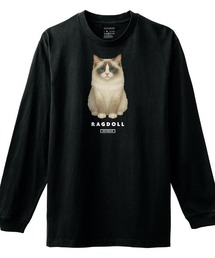 Moftique(モフティック) 長袖Tシャツ ラグドール 猫 キャット ペット アニマル プリント 袖リブ ロンT トップス レディース