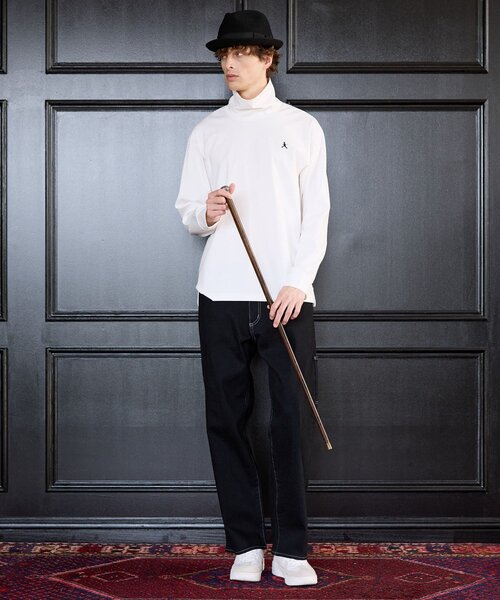 TAKEO KIKUCHI（タケオキクチ）の「【BOWLER HAT LABEL】オフタートル プルオーバージャージ（Tシャツ/カットソー・メンズ・ホワイト/ブラック/ブラック系2・04/03/02）」の7枚目の写真
