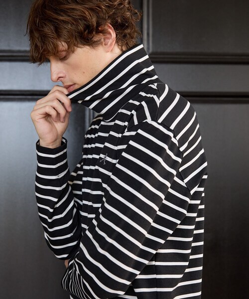 TAKEO KIKUCHI（タケオキクチ）の「【BOWLER HAT LABEL】オフタートル プルオーバージャージ（Tシャツ/カットソー・メンズ・ホワイト/ブラック/ブラック系2・04/03/02）」の14枚目の写真