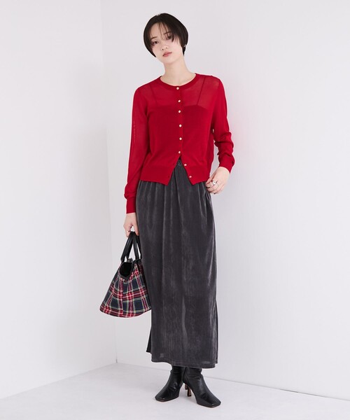le cercle ADAM ET ROPE'(ルセルクルアダムエロペ)の「シアーベロアIラインスカート(スカート・レディース・チャコールグレー/ダークブラウン・FREE)」の8枚目の写真