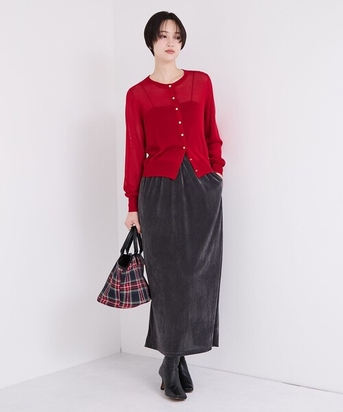 le cercle ADAM ET ROPE'(ルセルクルアダムエロペ)の「シアーベロアIラインスカート(スカート・レディース・チャコールグレー/ダークブラウン・FREE)」の9枚目の写真