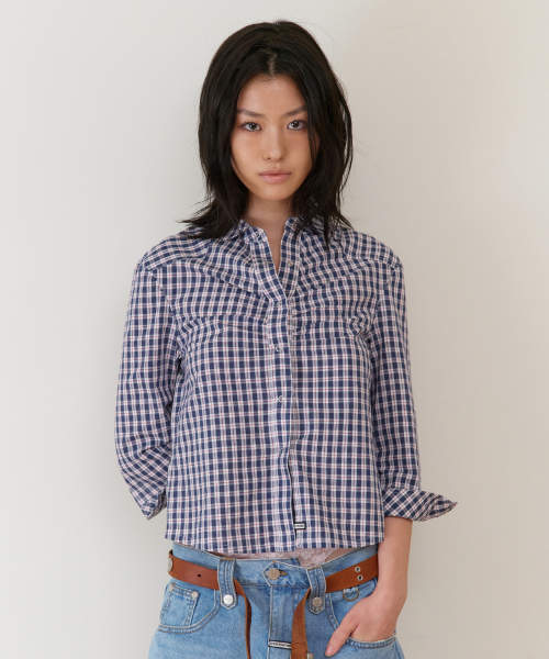 THEVINYLHOUSE(ザバイニルハウス)の「THREE-QUARTER SLEEVE SHIRTS (W) BLUE(シャツ/ブラウス・レディース・その他・SMALL/MEDIUM)」の2枚目の写真
