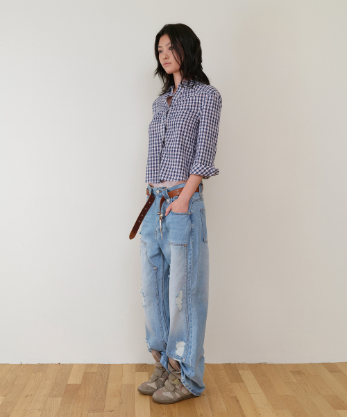 THEVINYLHOUSE(ザバイニルハウス)の「THREE-QUARTER SLEEVE SHIRTS (W) BLUE(シャツ/ブラウス・レディース・その他・SMALL/MEDIUM)」の4枚目の写真