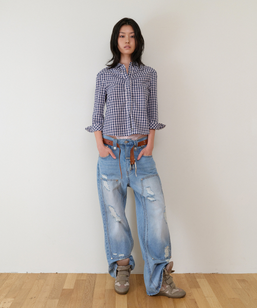 THEVINYLHOUSE(ザバイニルハウス)の「THREE-QUARTER SLEEVE SHIRTS (W) BLUE(シャツ/ブラウス・レディース・その他・SMALL/MEDIUM)」の5枚目の写真