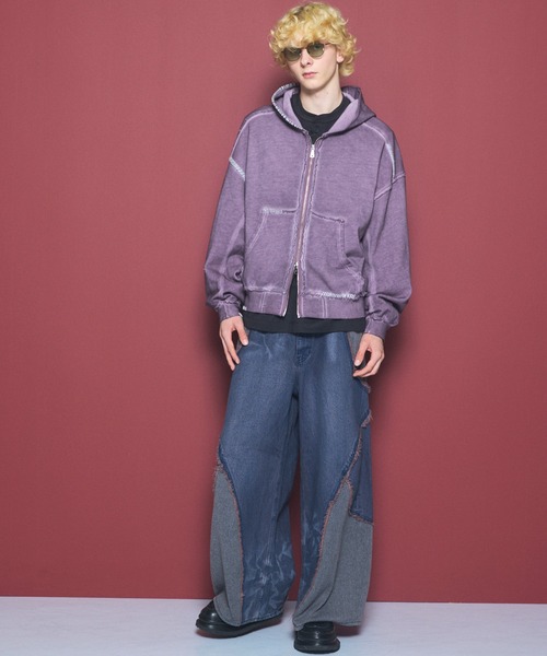 MAISON SPECIAL(メゾンスペシャル)の「《UNISEX》異素材ドッキングプライムワイドデニムパンツ/Different Material Docking Prime-Wide Denim Pants【MAISON SPECIAL/メゾンスペシャル】(デニムパンツ・メンズ・ブラック/ネイビー・0/2/1)」の7枚目の写真