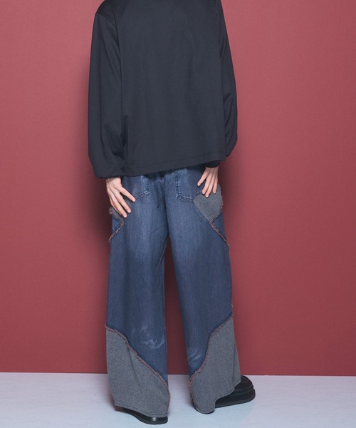 MAISON SPECIAL(メゾンスペシャル)の「《UNISEX》異素材ドッキングプライムワイドデニムパンツ/Different Material Docking Prime-Wide Denim Pants【MAISON SPECIAL/メゾンスペシャル】(デニムパンツ・メンズ・ブラック/ネイビー・0/2/1)」の15枚目の写真