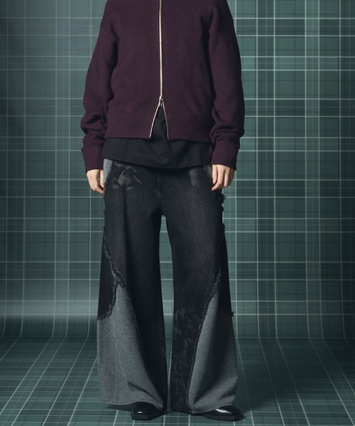 MAISON SPECIAL(メゾンスペシャル)の「《UNISEX》異素材ドッキングプライムワイドデニムパンツ/Different Material Docking Prime-Wide Denim Pants【MAISON SPECIAL/メゾンスペシャル】(デニムパンツ・メンズ・ブラック/ネイビー・0/2/1)」の10枚目の写真