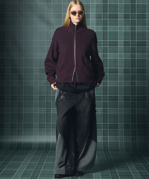 MAISON SPECIAL(メゾンスペシャル)の「《UNISEX》異素材ドッキングプライムワイドデニムパンツ/Different Material Docking Prime-Wide Denim Pants【MAISON SPECIAL/メゾンスペシャル】(デニムパンツ・メンズ・ブラック/ネイビー・0/2/1)」の4枚目の写真
