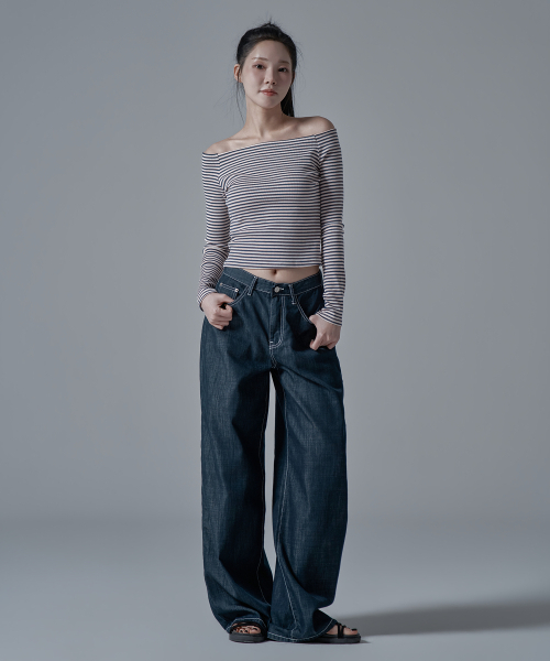 WAARFORWOMAN（ワール・フォー・ウーマン）の「W1139 ノンフェイド ワイドデニムパンツ [ショート丈追加]（デニムパンツ・レディース・その他・SMALL/MEDIUM/LARGE/S-Short/M-Short/L-Short）」の2枚目の写真