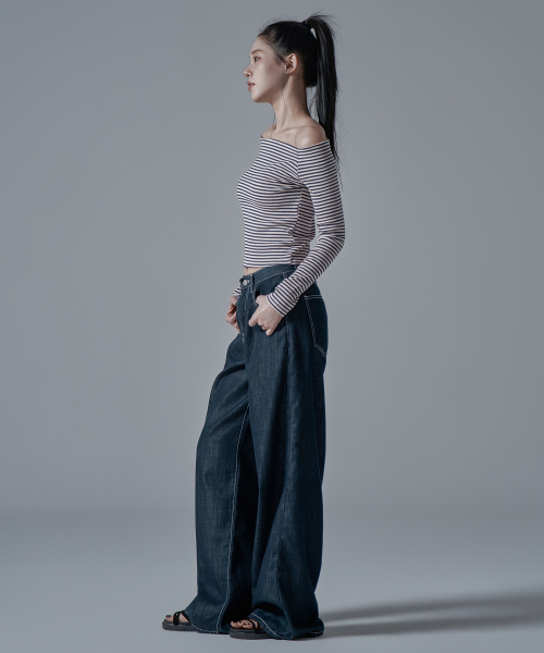 WAARFORWOMAN（ワール・フォー・ウーマン）の「W1139 ノンフェイド ワイドデニムパンツ [ショート丈追加]（デニムパンツ・レディース・その他・SMALL/MEDIUM/LARGE/S-Short/M-Short/L-Short）」の3枚目の写真