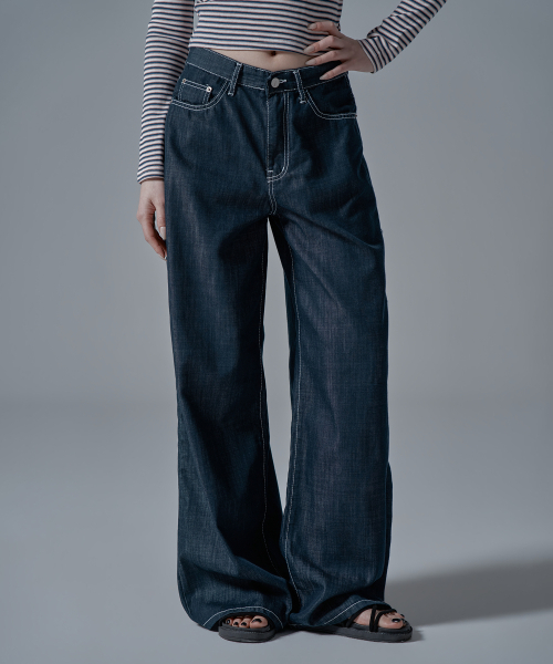 WAARFORWOMAN（ワール・フォー・ウーマン）の「W1139 ノンフェイド ワイドデニムパンツ [ショート丈追加]（デニムパンツ・レディース・その他・SMALL/MEDIUM/LARGE/S-Short/M-Short/L-Short）」の4枚目の写真
