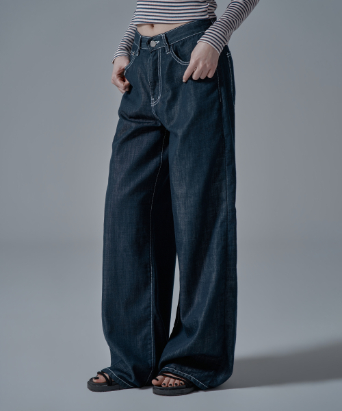 WAARFORWOMAN（ワール・フォー・ウーマン）の「W1139 ノンフェイド ワイドデニムパンツ [ショート丈追加]（デニムパンツ・レディース・その他・SMALL/MEDIUM/LARGE/S-Short/M-Short/L-Short）」の5枚目の写真