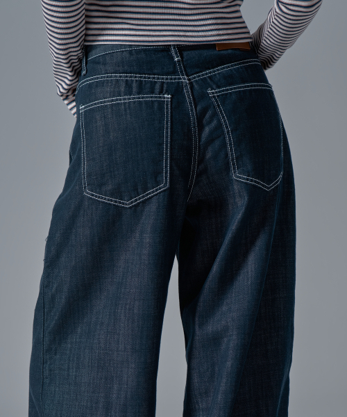 WAARFORWOMAN（ワール・フォー・ウーマン）の「W1139 ノンフェイド ワイドデニムパンツ [ショート丈追加]（デニムパンツ・レディース・その他・SMALL/MEDIUM/LARGE/S-Short/M-Short/L-Short）」の7枚目の写真