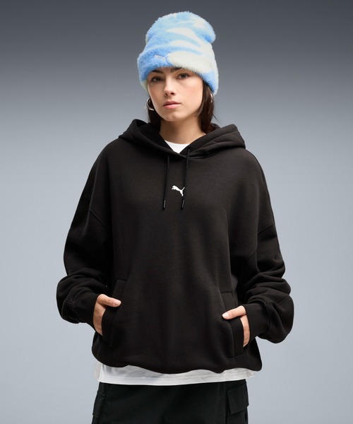 PUMA(プーマ)の「PUMA プーマ ウィメンズ ESS オーバーサイズ フーディ TR(パーカー・レディース・ブラック/アイボリー・X-LARGE/SMALL/LARGE/MEDIUM)」の1枚目の写真