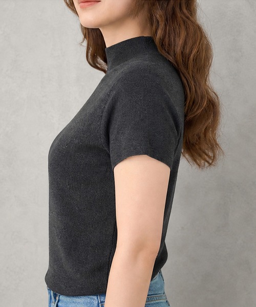 JOCOSA(ジョコサ)の「ウール混 モックネック ニットトップス(ニット/セーター・レディース・アイボリー/モカ/ダークグレー/ブラウン/カーキ/レッド/ブラック・FREE)」の17枚目の写真