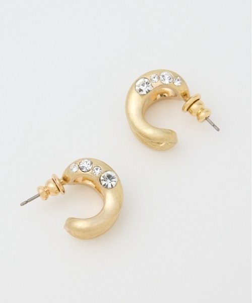 SLY(スライ)の「STONE HOOP P/EARRING ストーンフープイヤリング(ピアス(両耳用)・レディース・ゴールド/シルバー・FREE)」の1枚目の写真