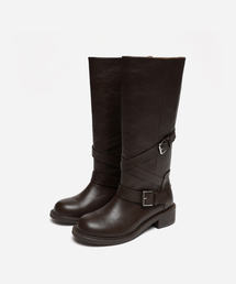 ROEN バックルストラップ ロングブーツ_2colors (4cm)