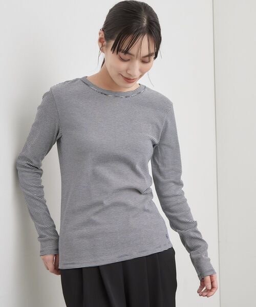 OPAQUE.CLIP(オペークドットクリップ)の「【PETIT BATEAU/プチバトー】ミニマリニエールミラレクルーネック半袖Tシャツ(Tシャツ/カットソー・レディース・ホワイト系3・02/01)」の1枚目の写真