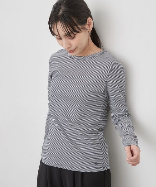 OPAQUE.CLIP(オペークドットクリップ)の「【PETIT BATEAU/プチバトー】ミニマリニエールミラレクルーネック半袖Tシャツ(Tシャツ/カットソー・レディース・ホワイト系3・02/01)」の12枚目の写真