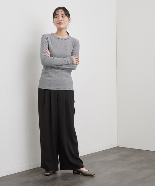 OPAQUE.CLIP(オペークドットクリップ)の「【PETIT BATEAU/プチバトー】ミニマリニエールミラレクルーネック半袖Tシャツ(Tシャツ/カットソー・レディース・ホワイト系3・02/01)」の6枚目の写真