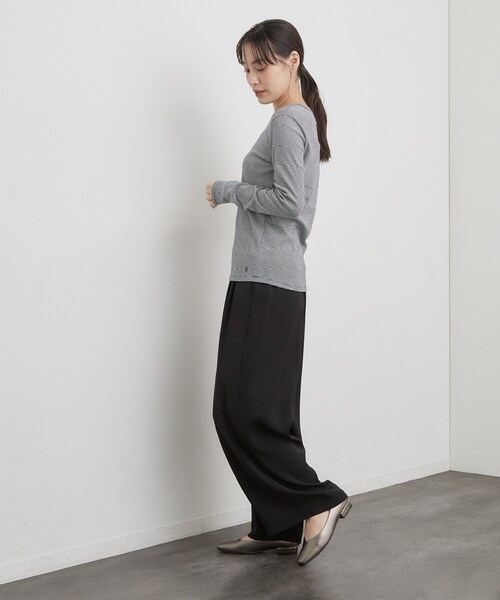 OPAQUE.CLIP(オペークドットクリップ)の「【PETIT BATEAU/プチバトー】ミニマリニエールミラレクルーネック半袖Tシャツ(Tシャツ/カットソー・レディース・ホワイト系3・02/01)」の7枚目の写真