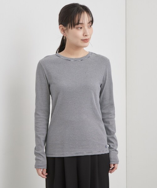 OPAQUE.CLIP(オペークドットクリップ)の「【PETIT BATEAU/プチバトー】ミニマリニエールミラレクルーネック半袖Tシャツ(Tシャツ/カットソー・レディース・ホワイト系3・02/01)」の9枚目の写真