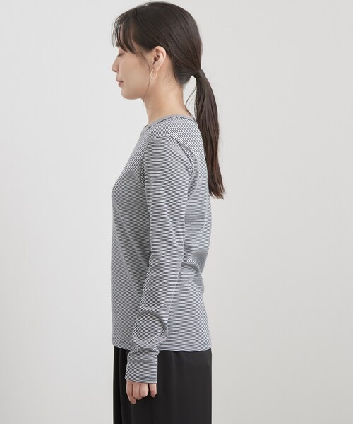 OPAQUE.CLIP(オペークドットクリップ)の「【PETIT BATEAU/プチバトー】ミニマリニエールミラレクルーネック半袖Tシャツ(Tシャツ/カットソー・レディース・ホワイト系3・02/01)」の10枚目の写真