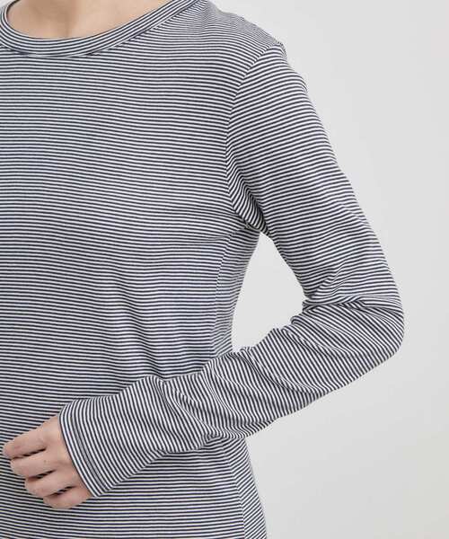OPAQUE.CLIP(オペークドットクリップ)の「【PETIT BATEAU/プチバトー】ミニマリニエールミラレクルーネック半袖Tシャツ(Tシャツ/カットソー・レディース・ホワイト系3・02/01)」の3枚目の写真