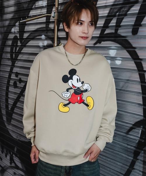 MICKEY MOUSE(ミッキーマウス)の「【MICKEY MOUSE】裏起毛 コットンタッチ ピリング防止加工 トレーナー(スウェット・メンズ・杢グレー/チャコール/グレイッシュベージュ/キャメル・LARGE/X-LARGE/MEDIUM)」の1枚目の写真