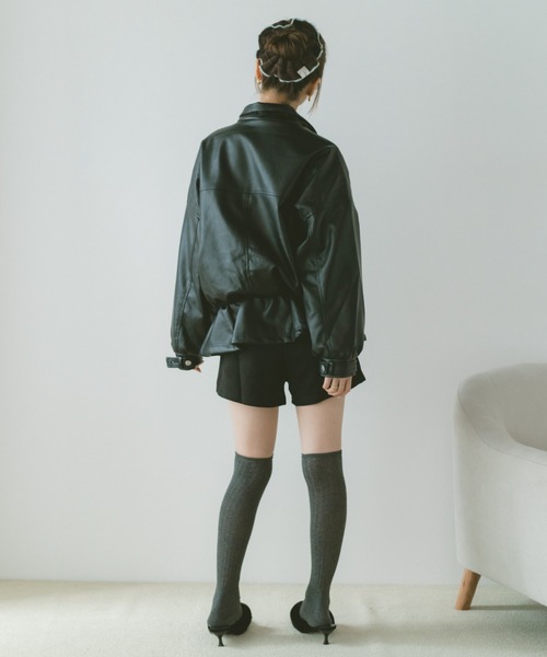 VANNIE U（ヴァニーユー）の「スタンドネックペプラムフェイクレザージャケット（その他アウター・レディース・ブラウン/ブラック・FREE）」の18枚目の写真