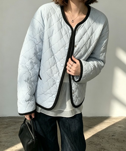 Aelina(エリナ)の「ゆったりシルエットショート丈前ボタン中綿アウター(その他アウター・レディース・ベージュ/イエロー/ブルー・FREE)」の11枚目の写真