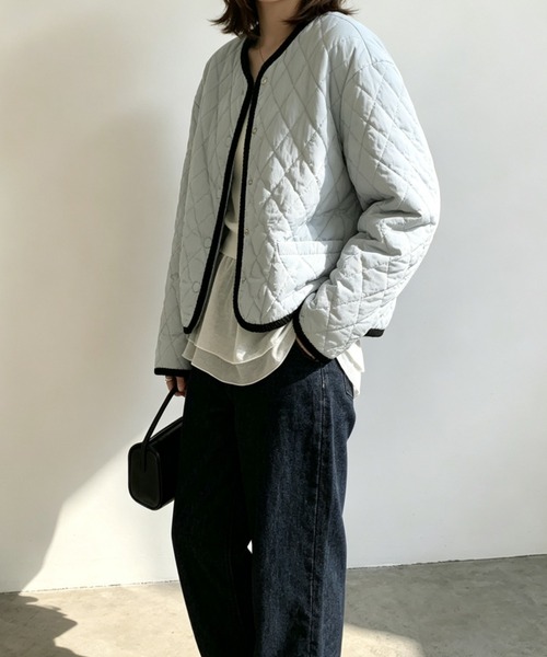 Aelina(エリナ)の「ゆったりシルエットショート丈前ボタン中綿アウター(その他アウター・レディース・ベージュ/イエロー/ブルー・FREE)」の15枚目の写真