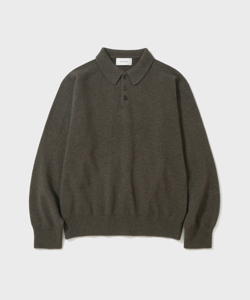 SHIRTER(シャーター)の「FOX BLENDED POLO KNIT (OLIVE)(ニット/セーター・メンズ・その他・SMALL/MEDIUM/LARGE)」の1枚目の写真