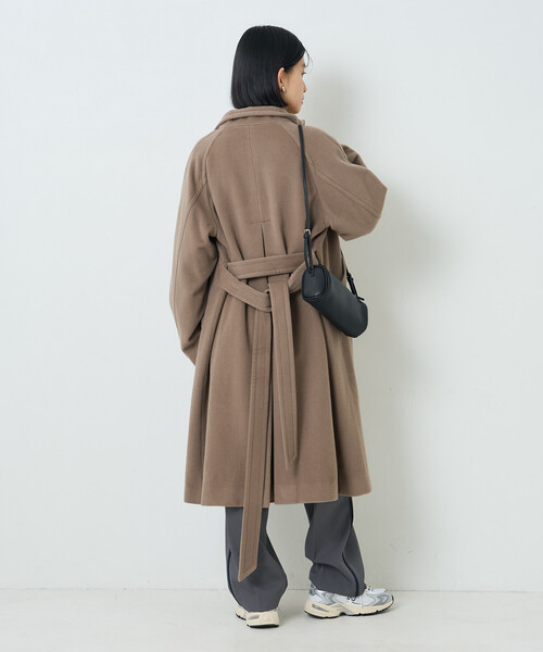 FREAK'S STORE(フリークスストア)の「ウールハイネックロングコート(ステンカラーコート・レディース・ブラック/グレー/モカ・SMALL/MEDIUM)」の8枚目の写真