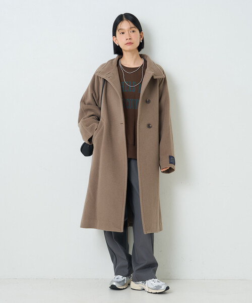 FREAK'S STORE(フリークスストア)の「ウールハイネックロングコート(ステンカラーコート・レディース・ブラック/グレー/モカ・SMALL/MEDIUM)」の10枚目の写真
