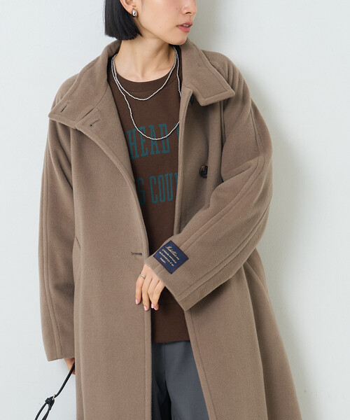 FREAK'S STORE(フリークスストア)の「ウールハイネックロングコート(ステンカラーコート・レディース・ブラック/グレー/モカ・SMALL/MEDIUM)」の11枚目の写真