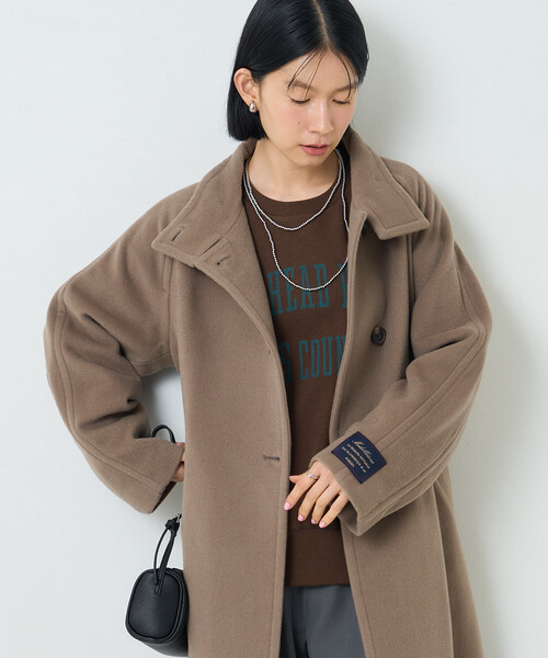 FREAK'S STORE(フリークスストア)の「ウールハイネックロングコート(ステンカラーコート・レディース・ブラック/グレー/モカ・SMALL/MEDIUM)」の12枚目の写真