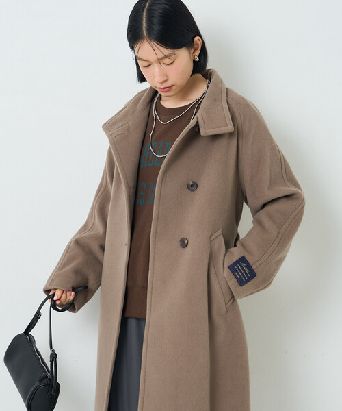 FREAK'S STORE(フリークスストア)の「ウールハイネックロングコート(ステンカラーコート・レディース・ブラック/グレー/モカ・SMALL/MEDIUM)」の13枚目の写真