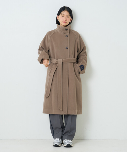 FREAK'S STORE(フリークスストア)の「ウールハイネックロングコート(ステンカラーコート・レディース・ブラック/グレー/モカ・SMALL/MEDIUM)」の14枚目の写真